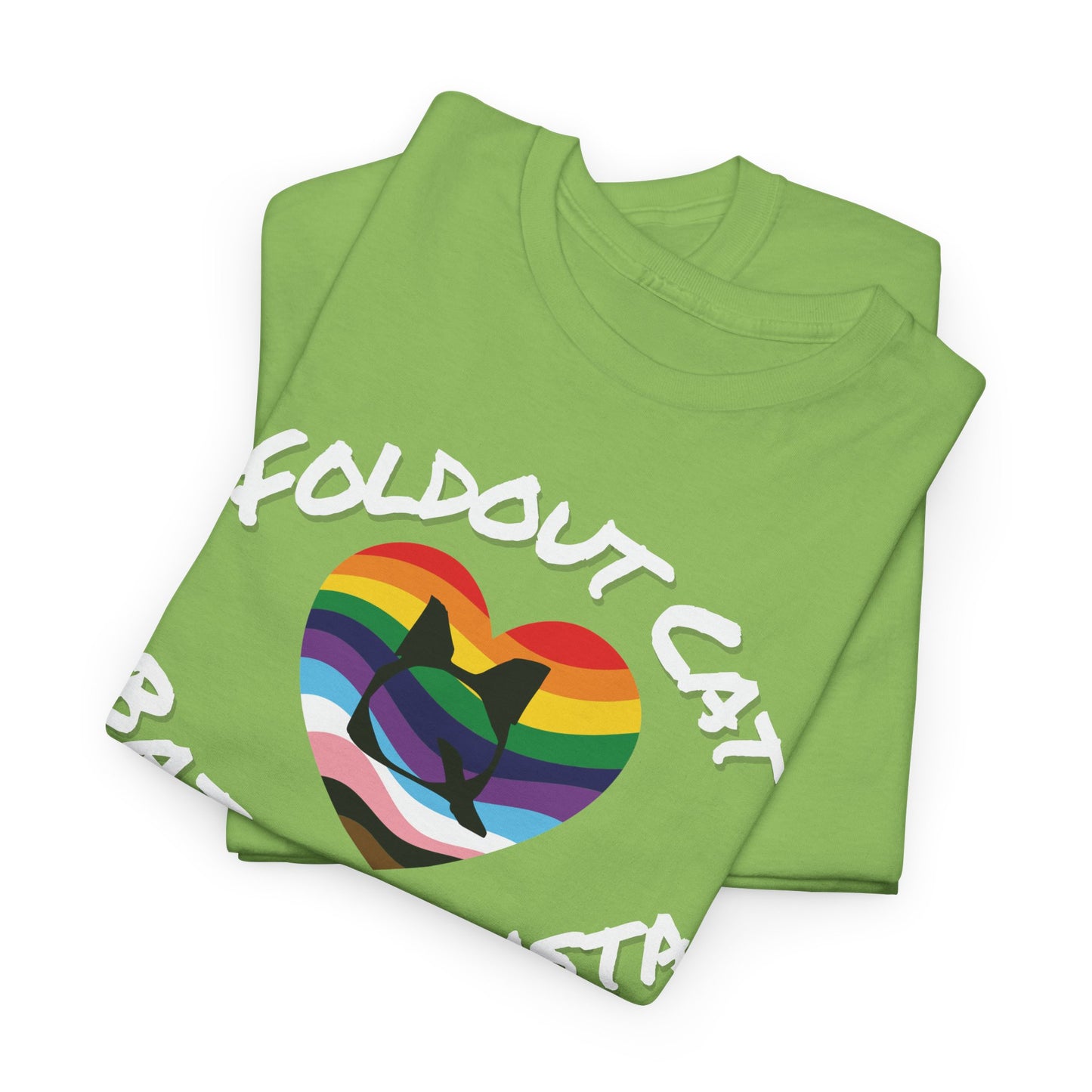 T-Shirt - Foldout Cat Fiber Artists Pride Rainbow Batt Barista