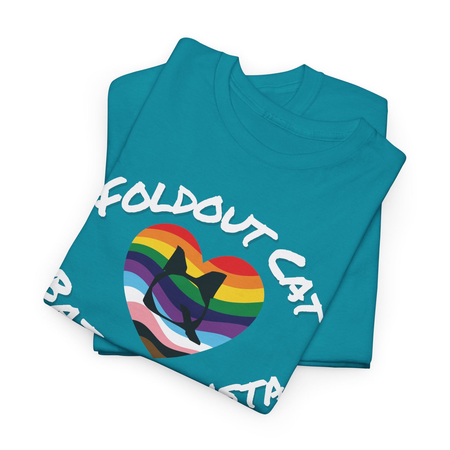 T-Shirt - Foldout Cat Fiber Artists Pride Rainbow Batt Barista