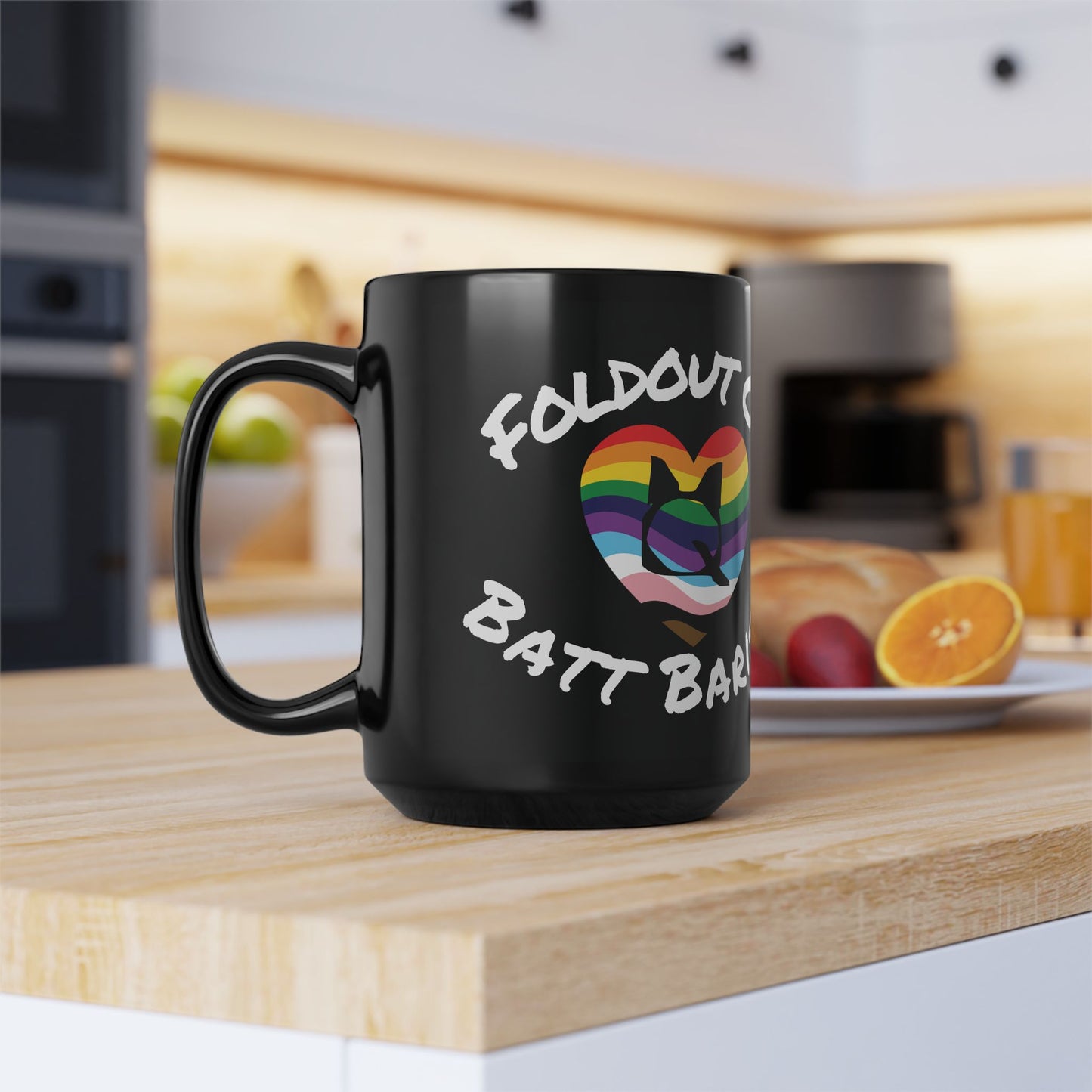 Foldout Cat Black Mug