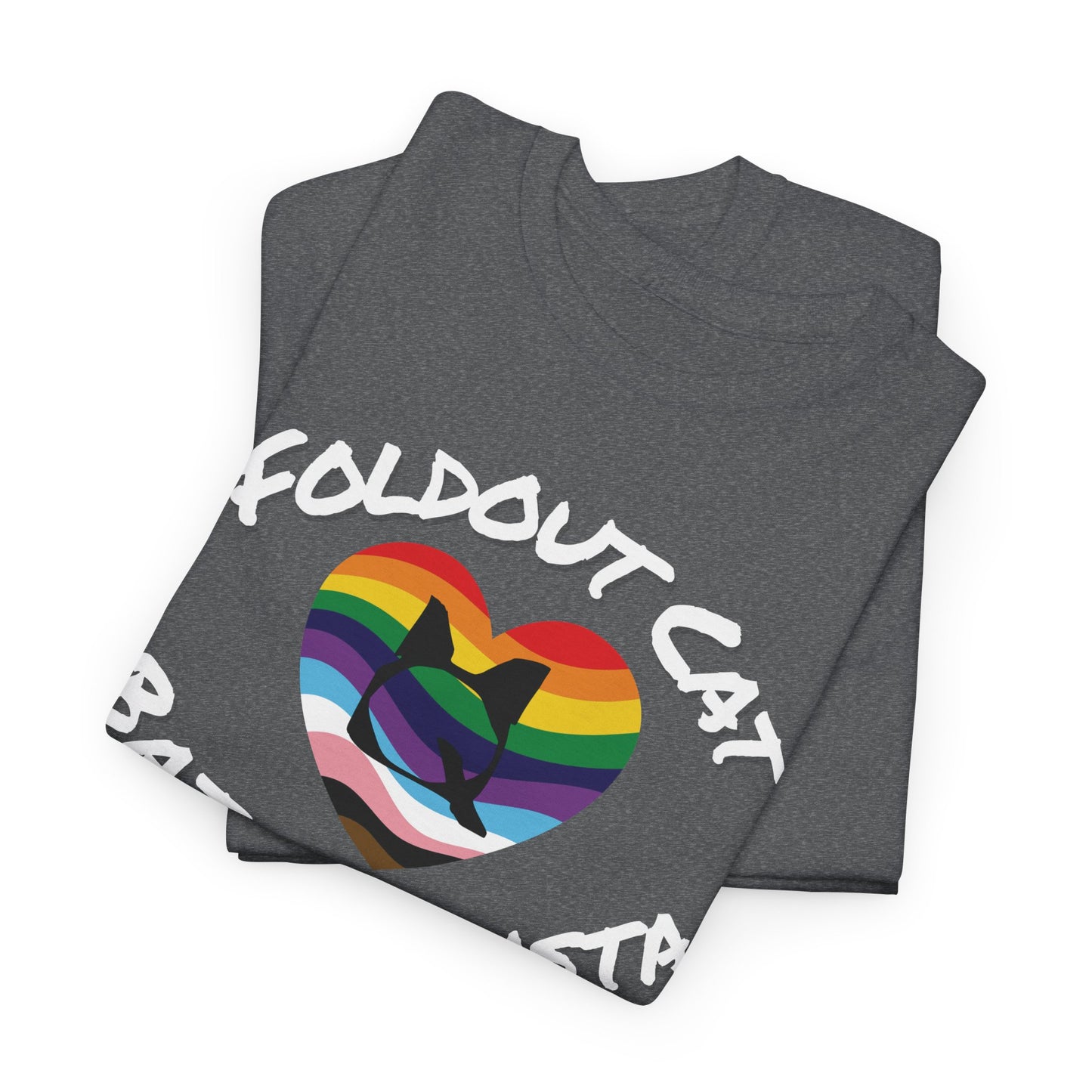 T-Shirt - Foldout Cat Fiber Artists Pride Rainbow Batt Barista