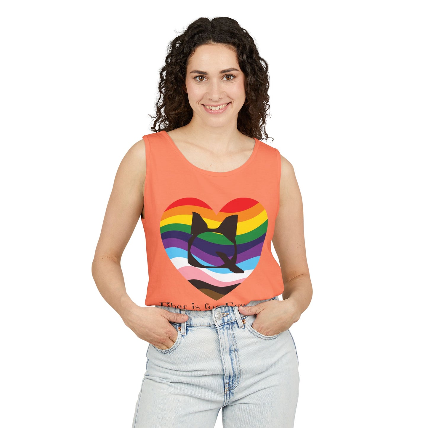 Fiber is for Everyone Q Pride Heart Unisex Garment-Dyed Tank Top
