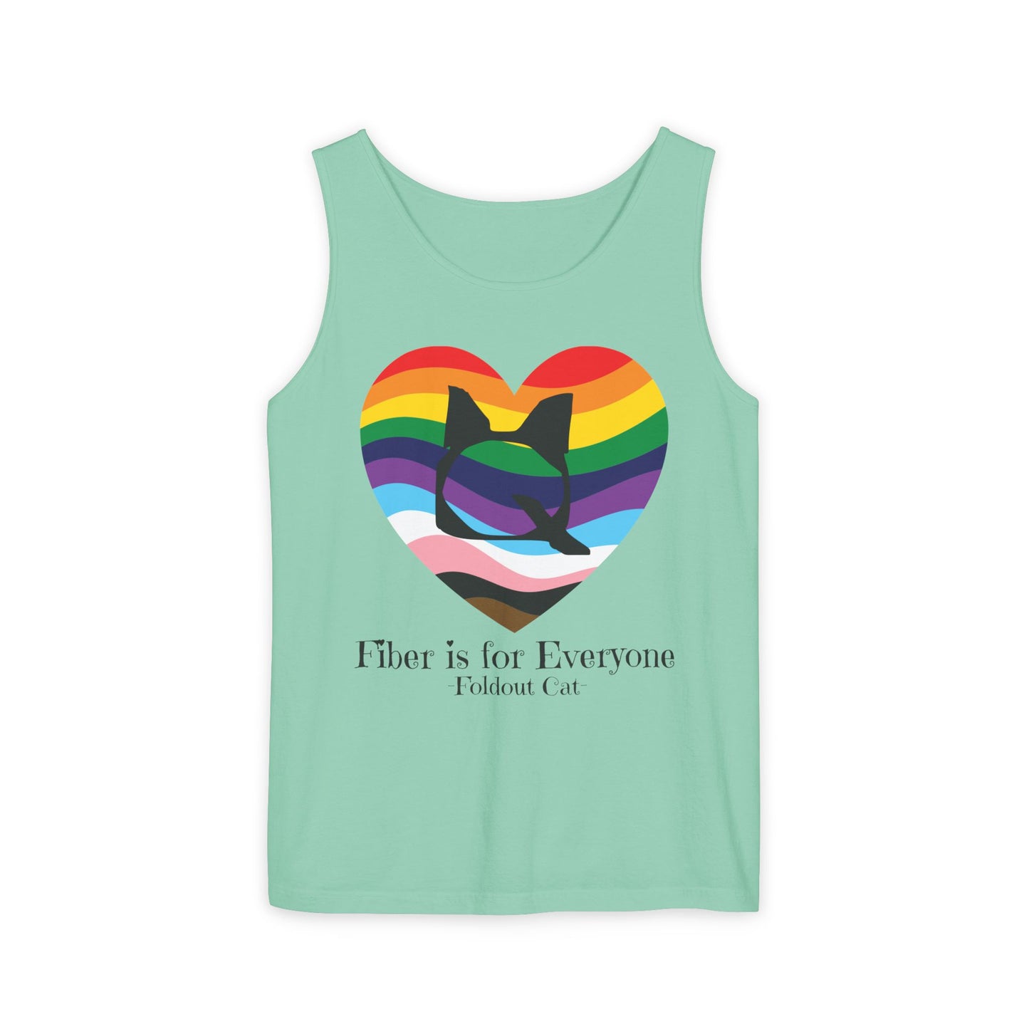 Fiber is for Everyone Q Pride Heart Unisex Garment-Dyed Tank Top